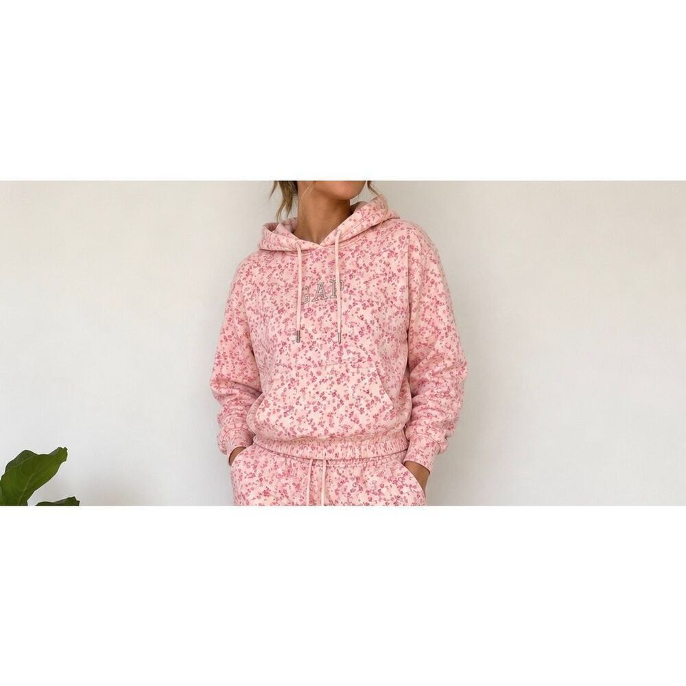 GAP x LoveShackFancy Floral Logo Hoodie XXS Pink Coquette Cottagecore
